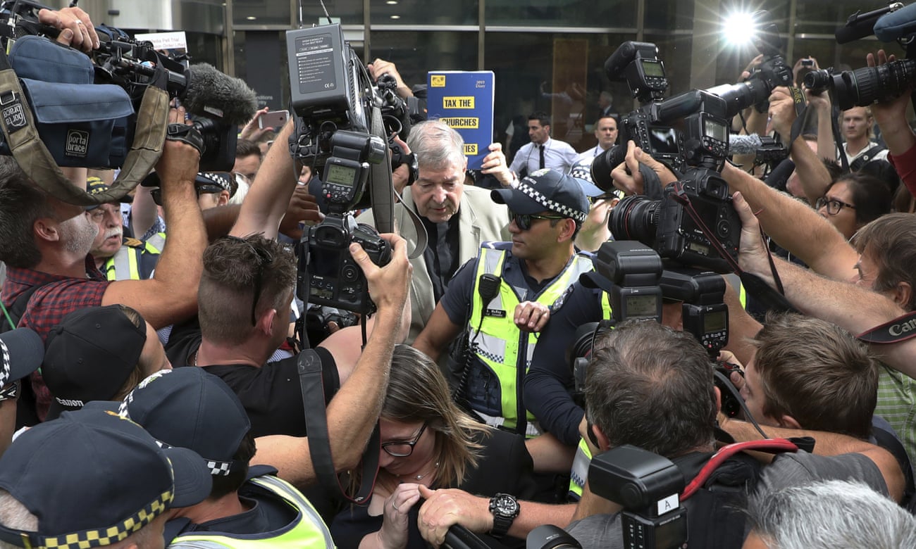George Pell leaves court in Melbourne on Tuesday