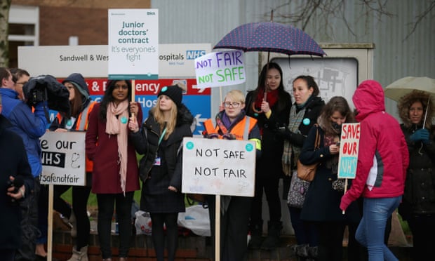 Doctors and supporters outside Sandwell hospital.