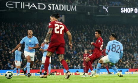 Fabio Carvalho finishes smartly for Liverpool.