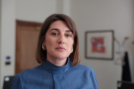 Close up of Conservative peer Gabby Bertin in her office in Westminster