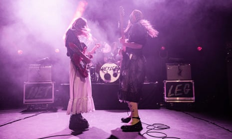 ‘The most cheering pop story of the year’ … Hester Chambers (left) and Rhian Teasdale of Wet Leg performing at the O2 Kentish Town Forum, London, 23 November 2022.