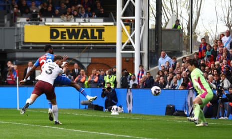 Crystal Palace's Odsonne Edouard scores their second goal against Manchester City.