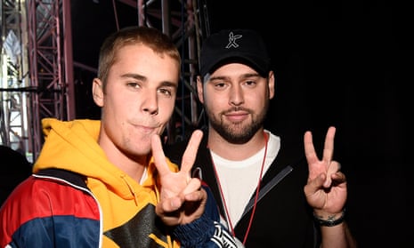 Braun with Justin Bieber at the One Love Manchester concert.
