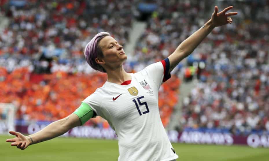 Megan Rapinoe after scoring the USA’s opening goal in their 2019 World Cup final win over the Netherlands. Hayes signed her in 2009.