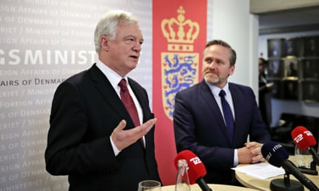 The Brexit secretary, David Davis, with the Danish foreign minister, Anders Samuelsen, in Copenhagen.