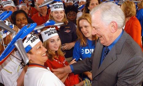 Herb Kelleher with Southwest Airlines employees