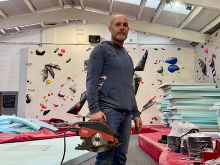 Adam Exley at Red Goat bouldering wall