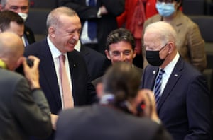 Turkish President Recep Tayyip Erdogan and US President Joe Biden appeared before their meeting during the NATO summit.