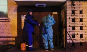 Emergency paramedics on a house call in Moscow.