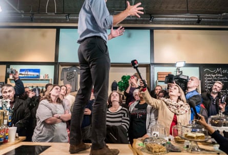 O’Rourke meets Iowa voters at the Beancounter Coffeehouse in downtown Burlington, Iowa, in March.