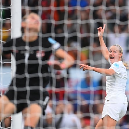 Beth Mead of England celebrates after scoring their team’s first goal.