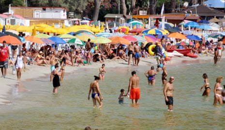 People enjoy the first weekend of August on Mondello beach in Palermo, Italy on 1 August 2020.
