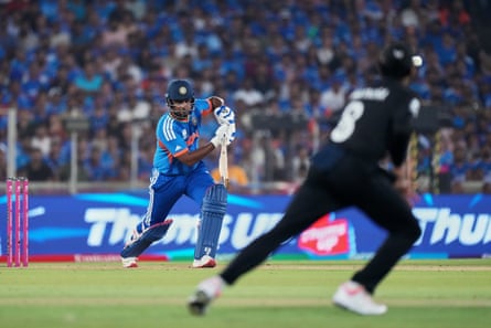 India’s Sanju Samson plays a shot during his innings of 89 runs off 46 balls