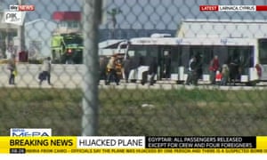 Passengers who left the hijacked EgyptAir plane.