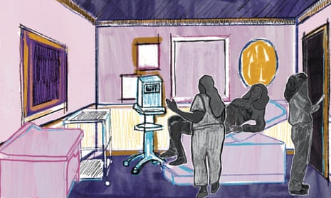 Illustration of a woman in an exam room