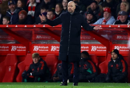 Erik ten Hag gestures in frustration