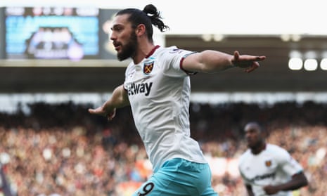 Andy Carroll celebrates getting West Ham’s equaliser against Southampton at St Mary’s