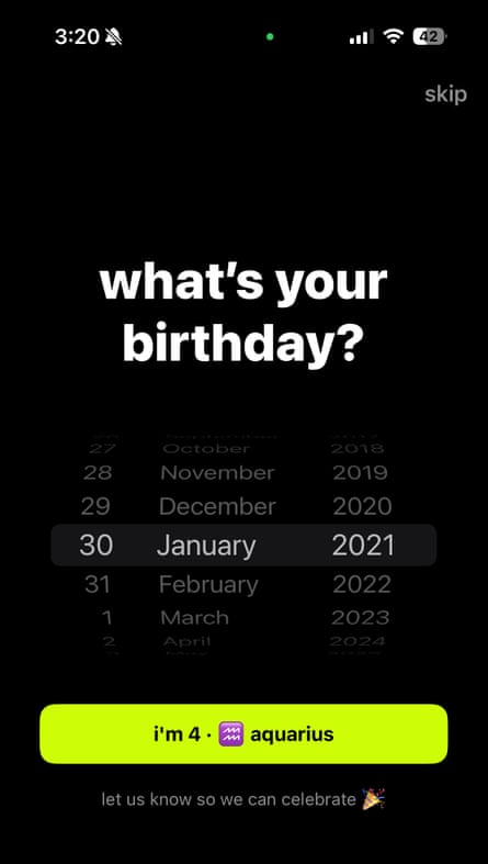 Screenshot from app called Yope