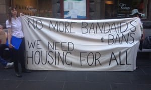 Protesters outside a Melbourne city council meeting