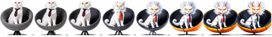 a “photo of a cat” becoming “an anime drawing of a super saiyan cat, artstation”
