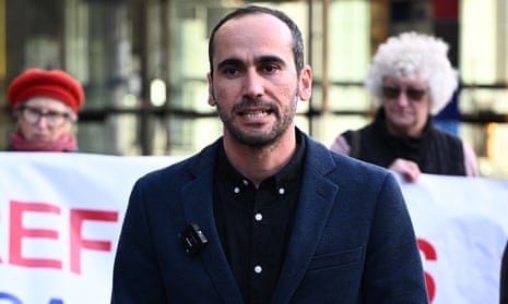 Mostafa ‘Moz’ Azimitabar speaks outside the federal court in Melbourne