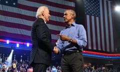 Joe Biden and Barack Obama at a rally for Pennsylvania Senate candidate John Fetterman in November last year.