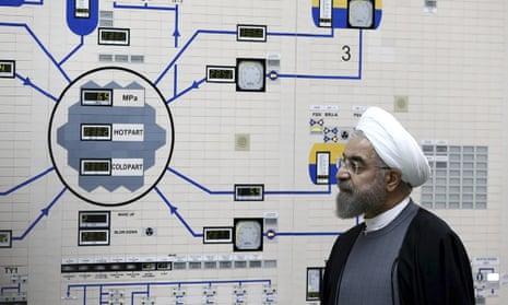 Hassan Rouhani in front of plan of plant