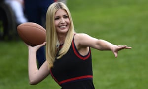 Ivanka Trump throws a football during the White House Sports and Fitness Day event.