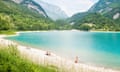 blu-green Tenno lake, near Riva del Garda, Trentino, Italy