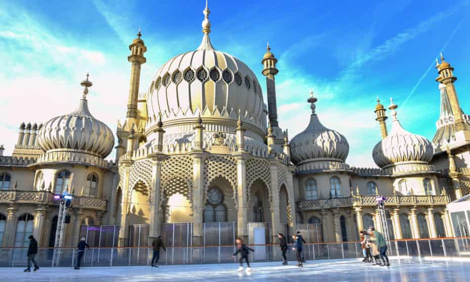 Ice skaters at the Royal Pavilion ice rink in Brighton