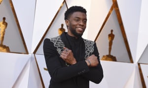 Chadwick Boseman arrives at the 2018 Oscars.