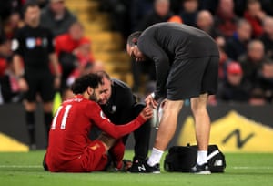 Salah receives treatment.