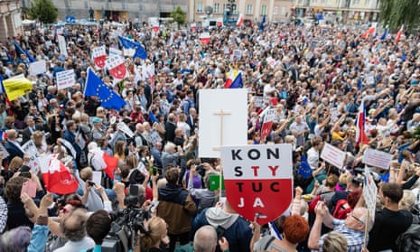 Demonstration in support of Poland’s chief justice, Małgorzata Gersdorf, in front of the supreme court building, Warsaw, 4 July 2018.