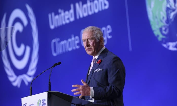 Prince Charles delivers a speech at the opening ceremony of the UN Climate Change Conference Cop26 in Glasgow, Scotland.