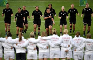 New Zealand perform the Haka before the 2017 Women’s Rugby World Cup final against England.