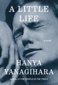The cover of A Little Life with a photo of an orgasmic man