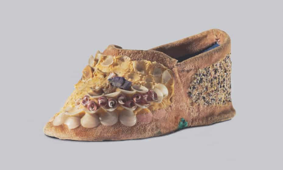 Shellwork shoeâ€¦ found in an undocumented stray items box at the Warrington Museum & Art Gallery.