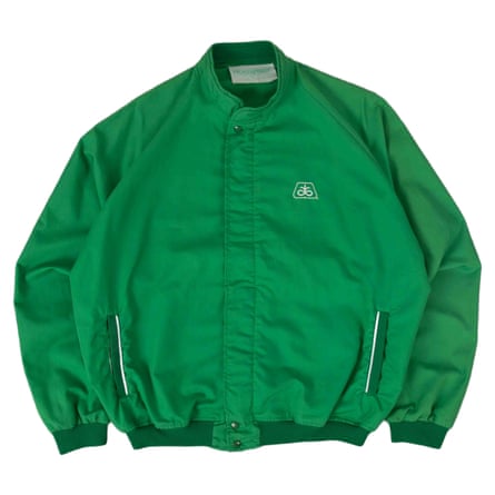 A green bomber jacket on a white background