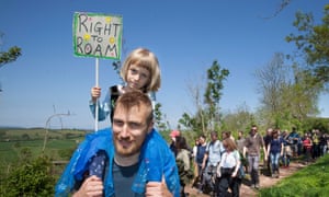 Louis and daughter Lizzie at the Right to Roam protest in Totnes, Devon