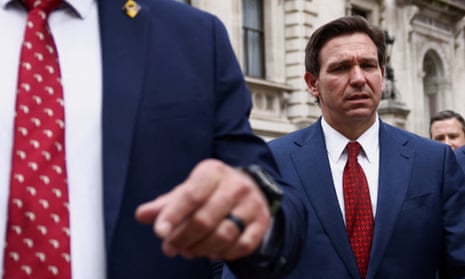 Ron DeSantis in London last week. He has not yet formally announced a 2024 campaign but is expected to do so after Florida’s legislative session ends later this month.