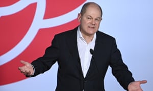 Chancellor candidate of the German Social Democrats (SPD) and German Minister of Finance Olaf Scholz speaks at the Political Ash Wednesday gathering of the Social Democratic Party (SPD) party on 17 February, 2021 in Vilshofen, Germany.