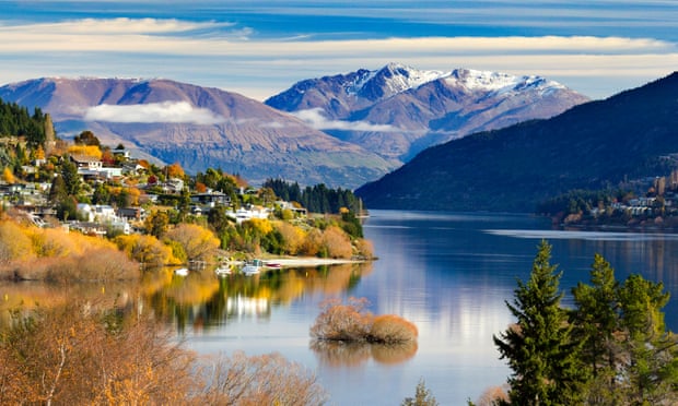 Panoramic view of Queenstown in New Zealand.
