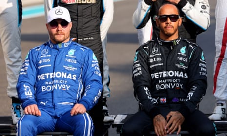 Lewis Hamilton and his Mercedes' teammate Valtteri Bottas in Abu Dhabi.