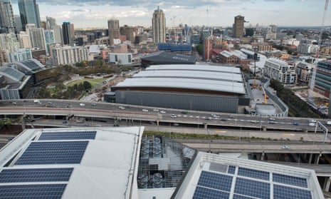 Sydney Renewable Power Company's existing solar installation on top of the Interanational Convention Centre in Darling Harbour, Sydney.