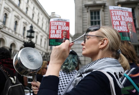 Pro-Palestinian demonstrators outside Downing Street.