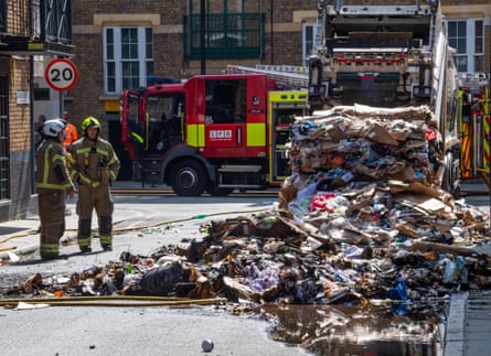 Firefighters attend bin lorry fire in London