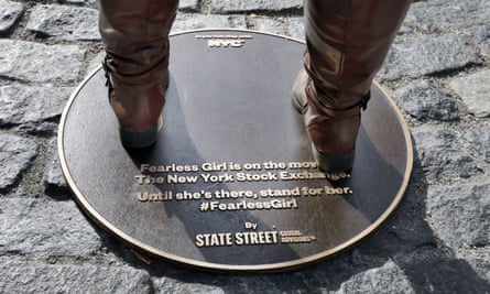 The new plaque after Fearless Girl’s removal.