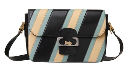 The classic Céline Sulky handbag has been updated for the S/S 2018 collection. This Georgina Hodge striped: bag in blue and cream patchwork leather is €3,000.