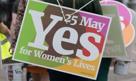 yes campaign banner for Ireland’s abortion referendum.
