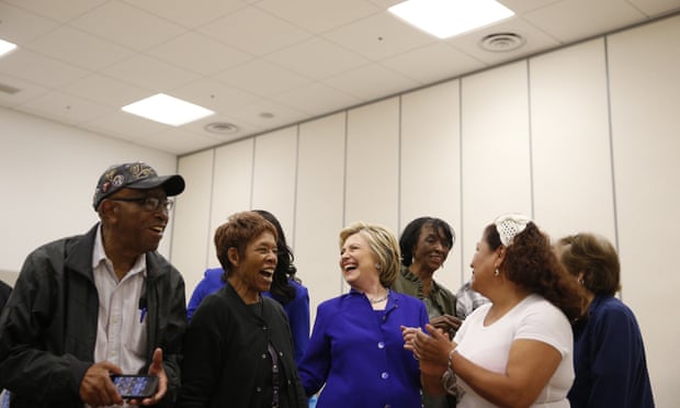 Hillary Clinton at the community center in Compton where she made her remarks.
